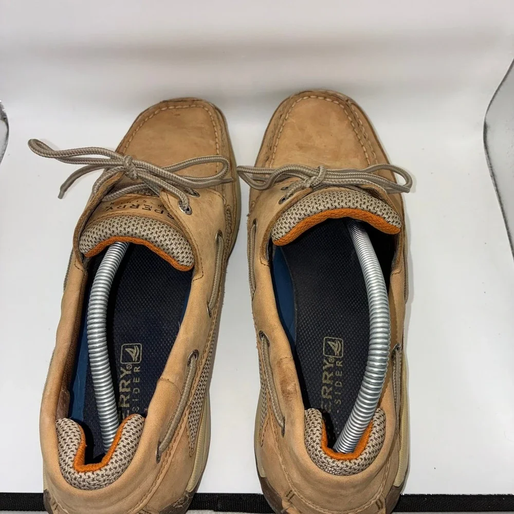 Sperry Top-Sider Mens Tan Nubuck Leather Mesh Boat Shoes Loafers 10.5 M
